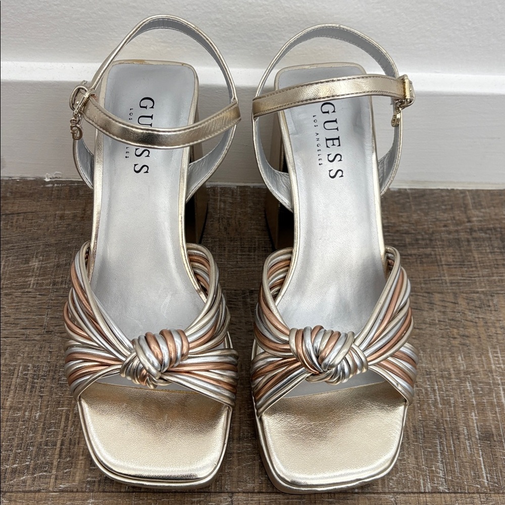 GUESS Metallic Knot Design Sandals